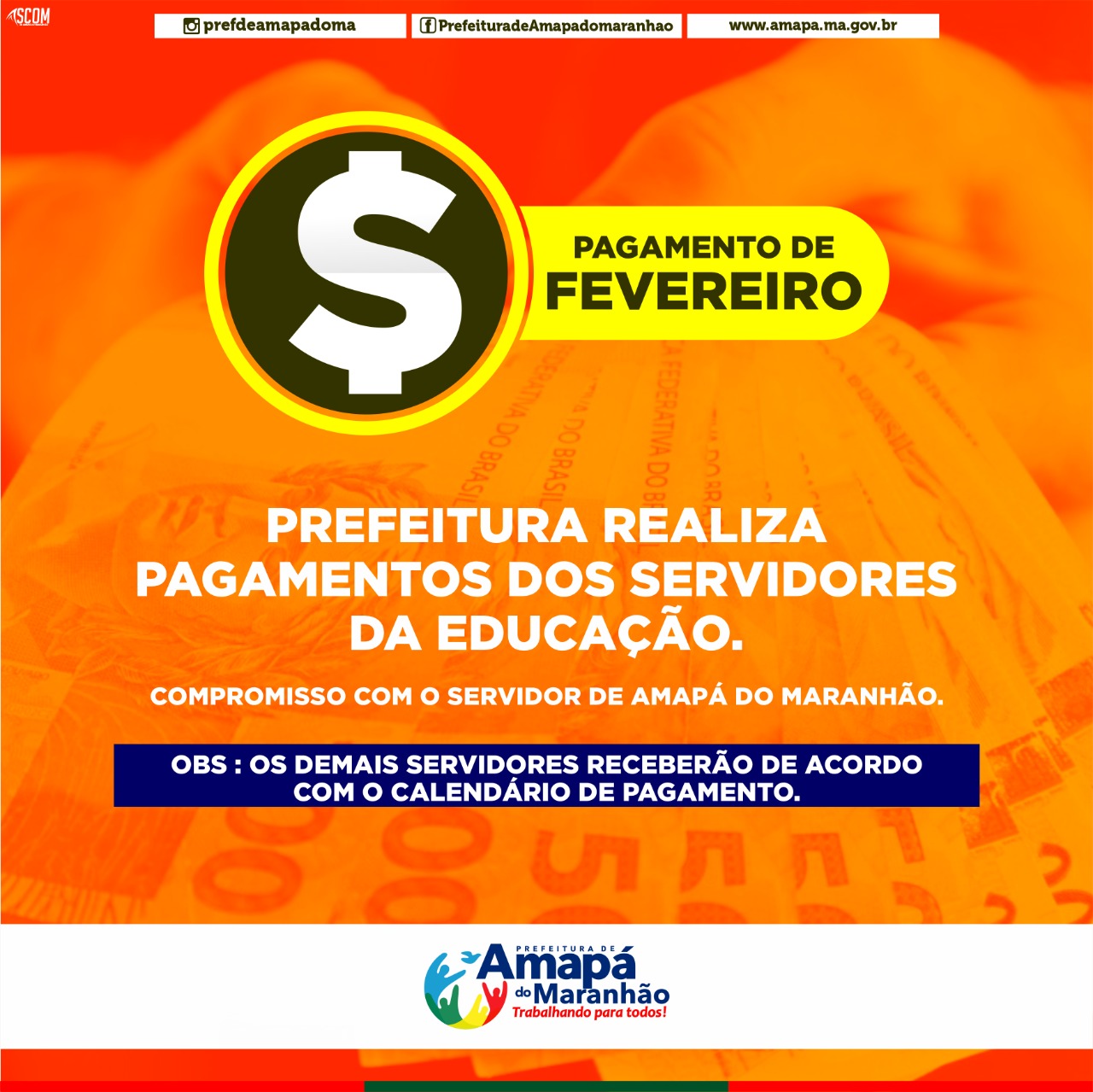 Prefeitura de Amapá do Maranhão realiza pagamento dos Servidores da Educação.
